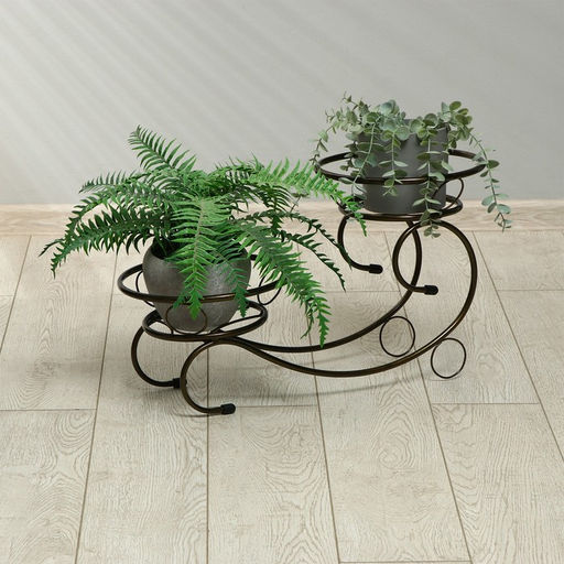 Подставка для цветов, напольная, на 2 горшка, d=14 см, бронзовая, «Букет»