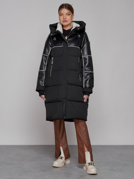 Пальто утепленное молодежное зимнее женское черного цвета 51131Ch - MaxRita фото 2