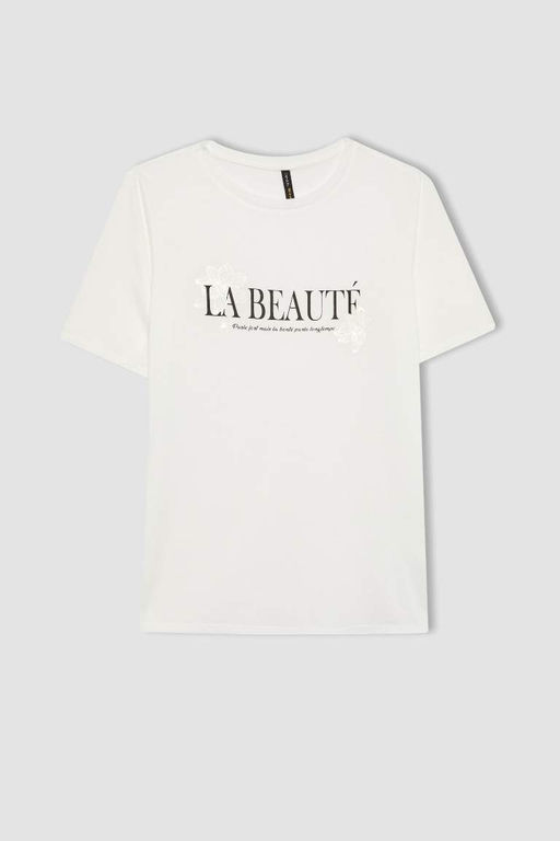 Футболка стандартного кроя с круглым вырезом и короткими рукавами с принтом - Defacto фото 7