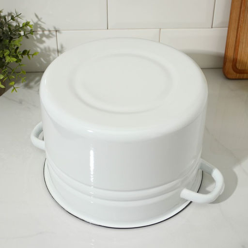 Цена за 2 шт. Кастрюля эмалированная, 8 л, d=25.5 см, с крышкой, без деколи, белая