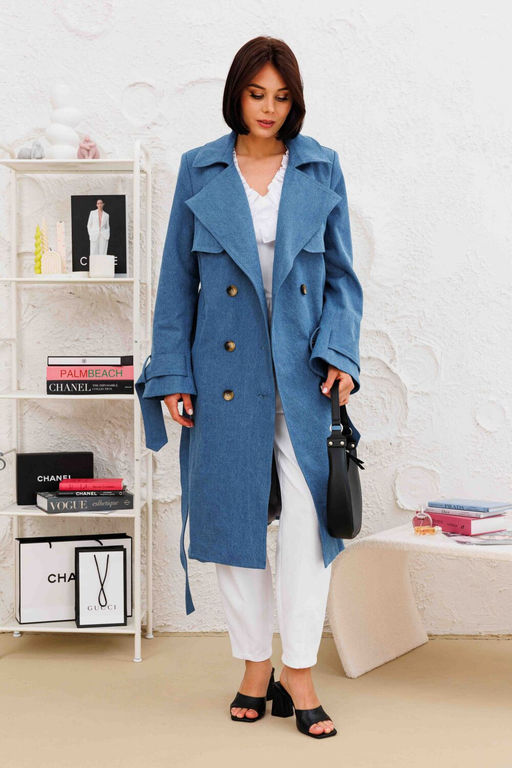 Плащ AURA 7037-176-Р темно-голубой деним