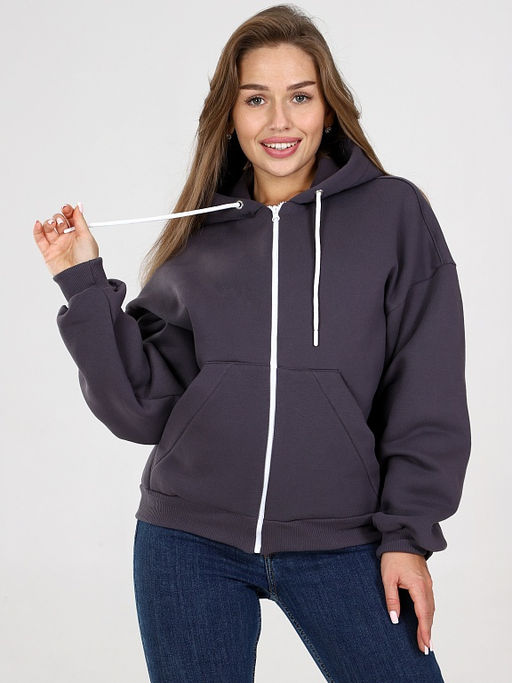 Толстовка Джерри  женская на молнии из футера с начесом Серая - Амавес-текстиль фото 14