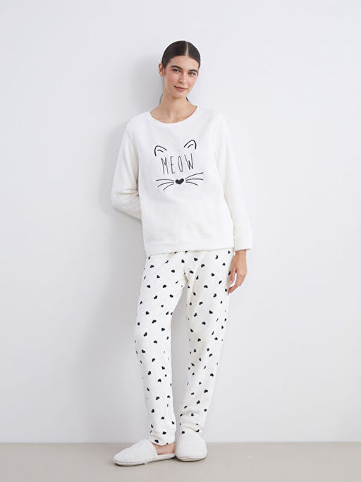 Bisiklet Yaka Nak??l? Kad?n Pijama Tak?m?