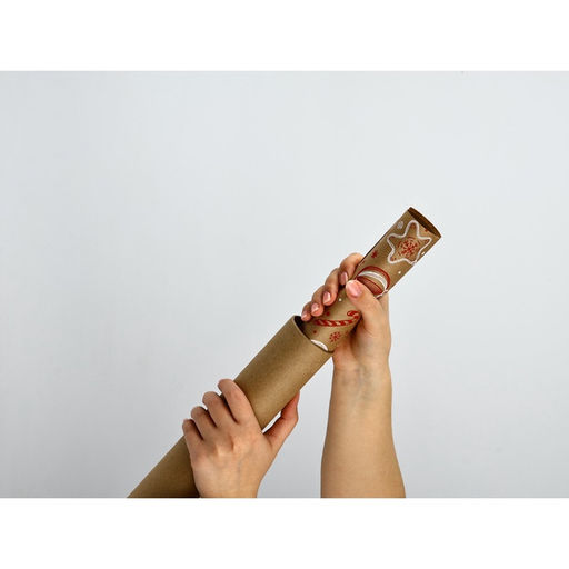 Бумага в тубусе крафтовая бурая в рулоне «Ёлочные игрушки», 0.68 × 7 м