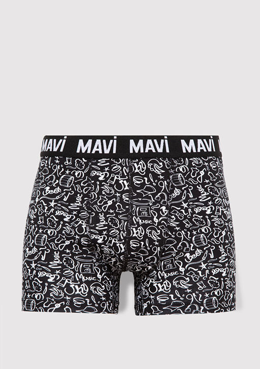 3lu Bask?l? Siyah Boxer - Mavi фото 3