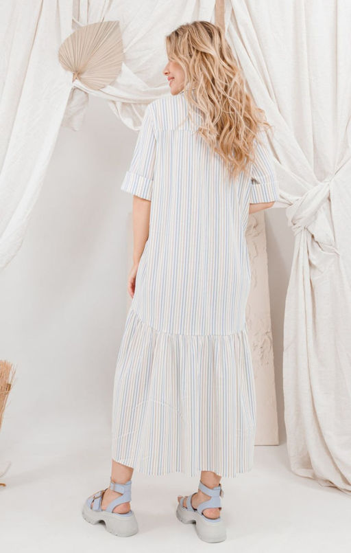 Платье AMORI 9648 полоска серо-голубая  фото 2