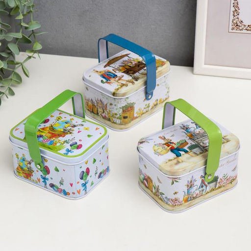 Шкатулка металл с ручкой Крольчата с яйцом 6х10,5х8 см МИКС - Simaland фото 5