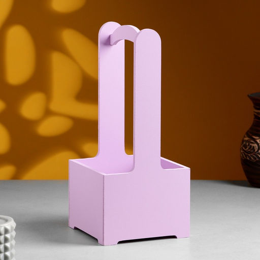 Подарочный ящик, 13.5×13.5×30 см, деревянный, с ручкой, сиреневый