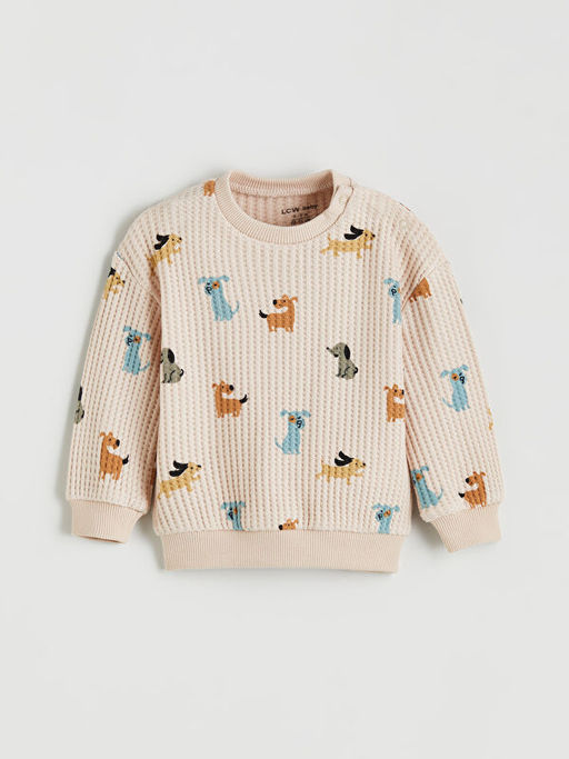 Bask?l? Erkek Bebek Sweatshirt ve E?ofman Alt 2li