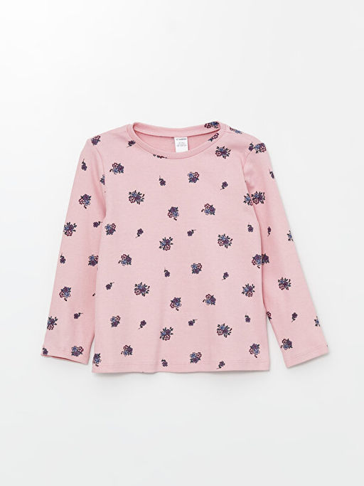 Bisiklet Yaka Uzun Kollu ?i?ekli K?z Bebek Pijama ?st