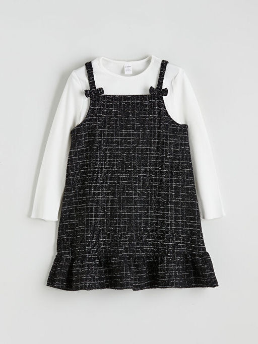 Kare Yaka K?z ?ocuk Elbise ve Ti??rt