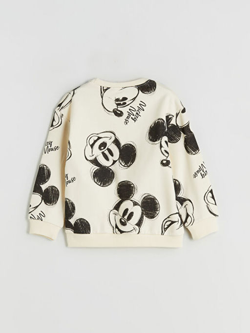 Bisiklet Yaka Mickey Mouse Bask?l? Erkek ?ocuk Sweatshirt
