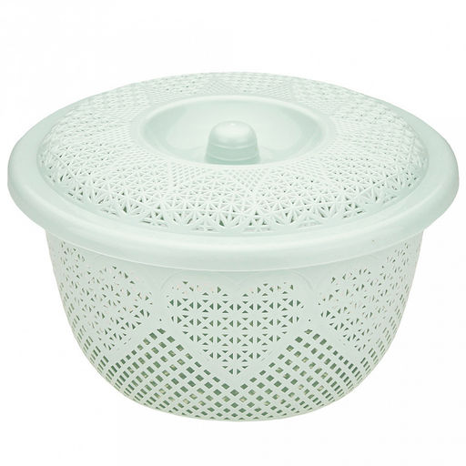 "Домашняя мода" Корзина пластмассовая для хранения "Сердце" д22см h11,8см, с крышкой, мятный (Китай)