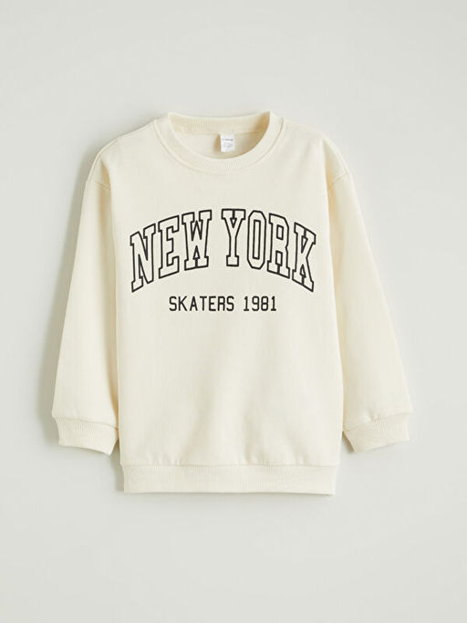New York Bask?l? Erkek ?ocuk Kal?n Sweatshirt