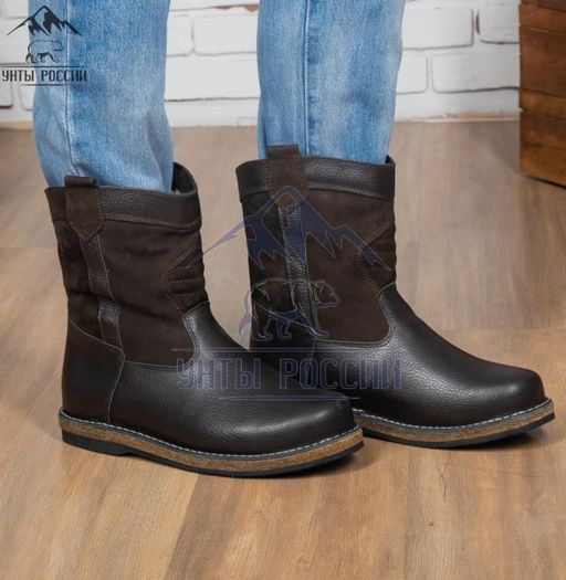 Мини-монголки мужские коричневые, войлочная подошва,