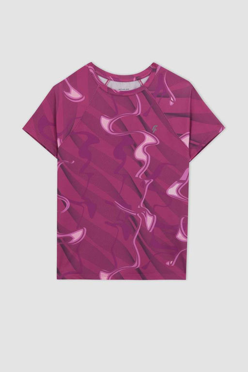 DeFactoFit Футболка с короткими рукавами и спортивным принтом с воротником узкого кроя  фото 7