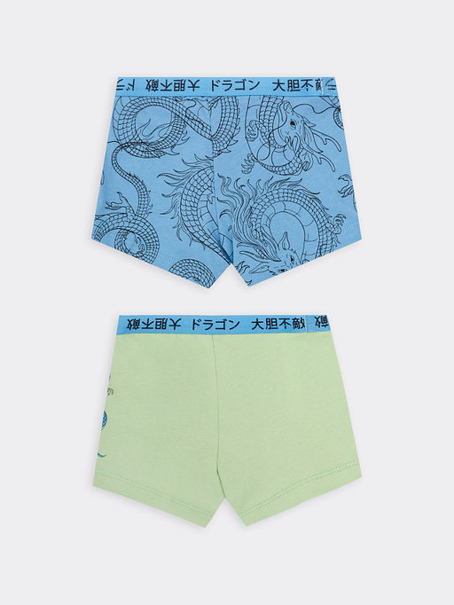 Трусы для мальчиков боксеры мультипак (2 шт.) в пыльно-зеленом цвете с драконами - Mark formelle фото 2
