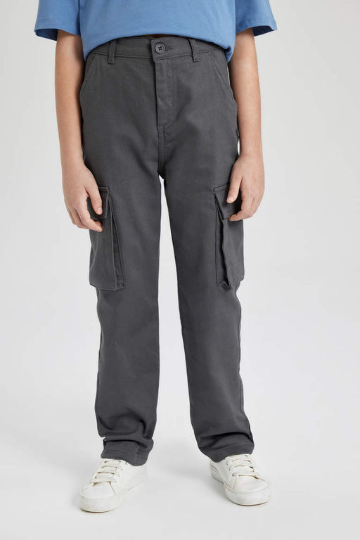 Саржевые брюки карго стандартного кроя для мальчиков - Defacto фото 4
