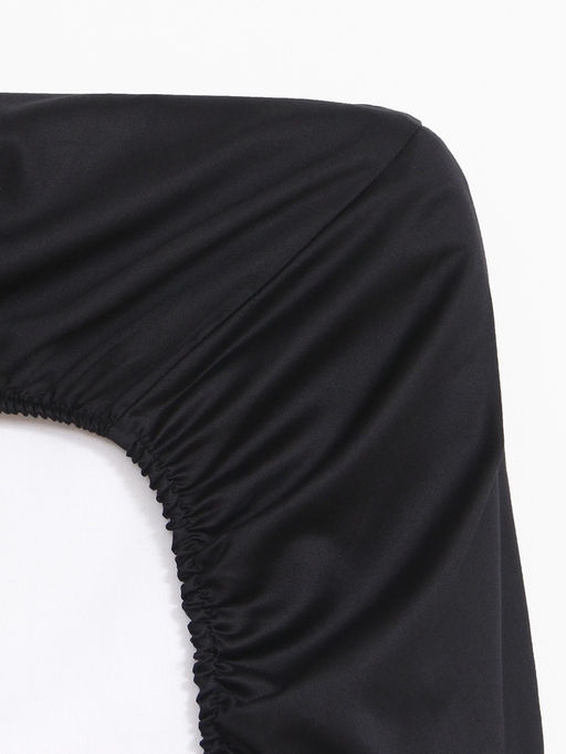 Простыня на резинке Jet black 180х200х25 см, цвет чёрный, 100% хлопок, мако-сатин, 114г/м2 - Этель фото 9