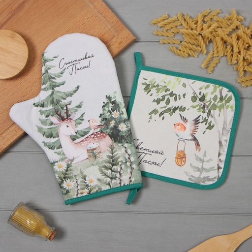 Набор кух. Этель Лесная сказка варежка-прихватка 20х28см, прихватка 19х19см,100% хл  фото 5