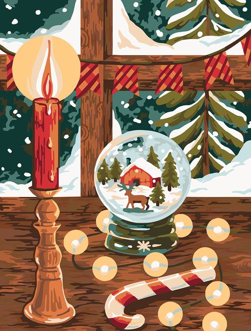 ФРЕЯ PNB/PMC-065 Набор для раскрашивания по номерам ( цветной холст ) 40 х 30 см Рождество у окна