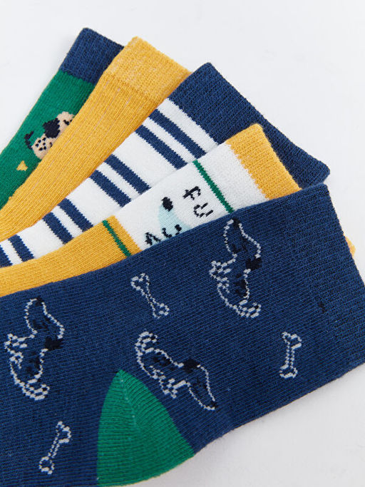 Bask?l? Erkek Bebek Soket ?orap 5li - Waikiki фото 3