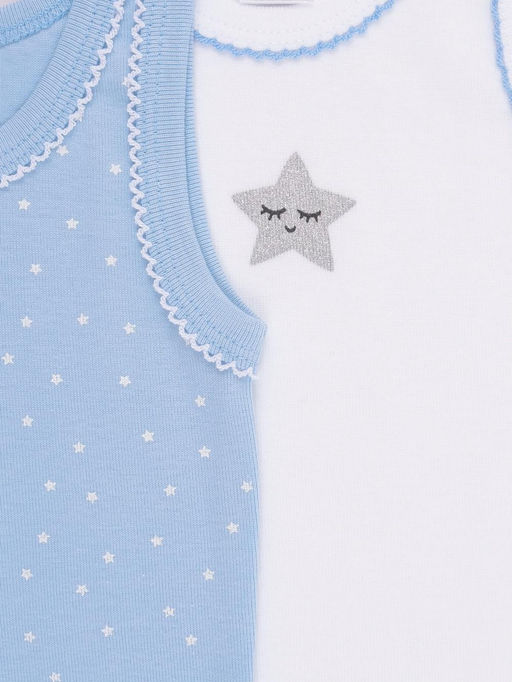 К 1181-2уп/белый,небесно-голубой,звездочки набор майка для дев - Crockid фото 2