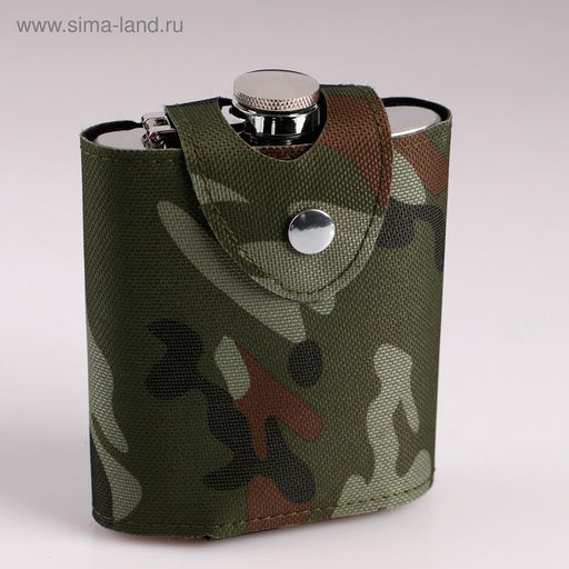 Фляжка Мастер К Майор, 210 мл, в чехле, подарочная, армейская, 7 oz, нержавеющая сталь, зелёная