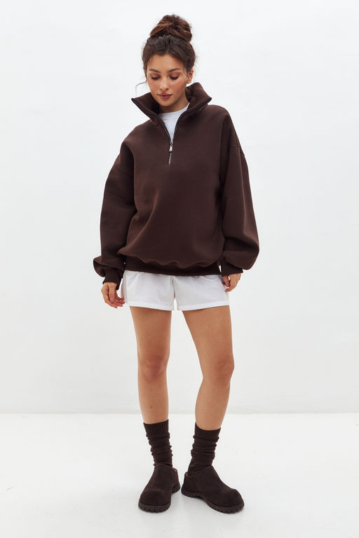 Толстовка женская из футера начес Комфорт шоколад макси