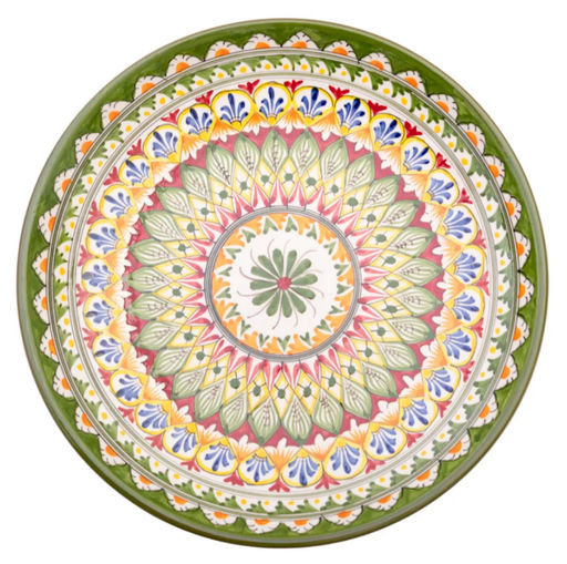 Ляган 34см, глубокий Риштанская керамика салатовый