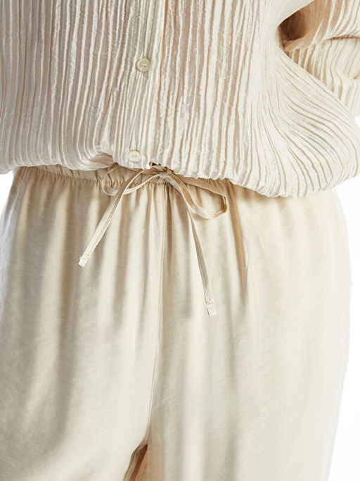 Kad?n Beli Lastikli D?z Pantolon