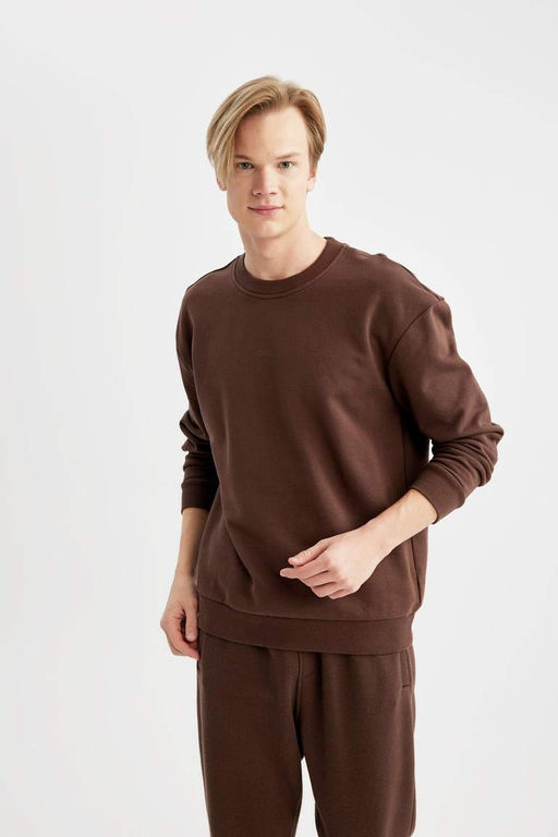 Толстовка свободного кроя с круглым вырезом и принтом - Defacto фото 8