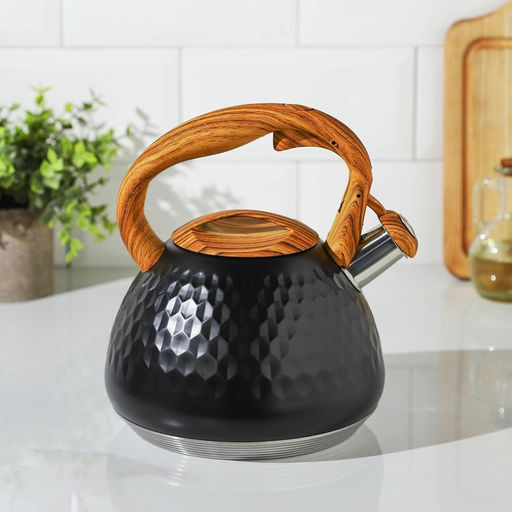 Чайник Magistro Heat, 3 л, ТРС, ручка soft-touch, со свистком, индукция, нержавеющая сталь, чёрный