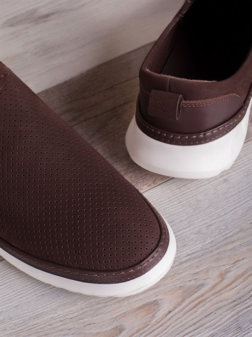 Мужские слиперы/ Лоферы стильные 103-07-L1 Коричневый - Piniolo фото 4