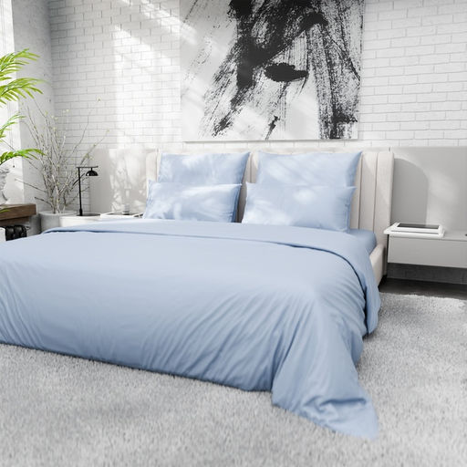 Простыня на резинке 220ТС Этель 180*200+30 см, цв.голубой, сатин, 100% хлопок  фото 3