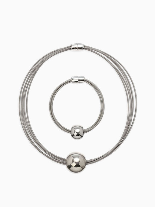 Набор 2 предмета: колье, браслет Бусина на нитях, цвет серебро