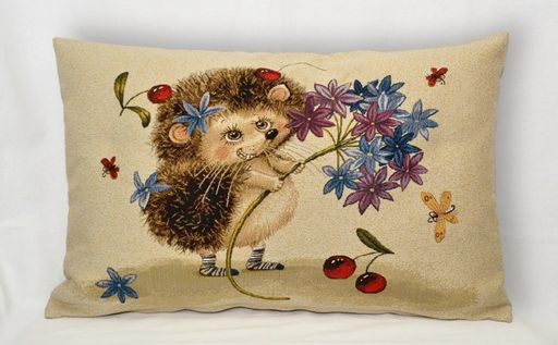 Веселый ёжик Цветочек- гобеленовая наволочка 45х45см - Гобеленглавснаб фото 2