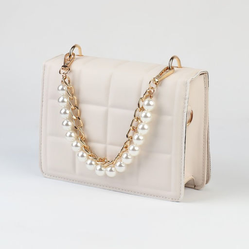 Цена за 2 шт. Цепочка для сумки, с жемчугом, d = 14 мм, 2,3 16 11,5 мм, 30 см, цвет золотой - Арт узор фото 3