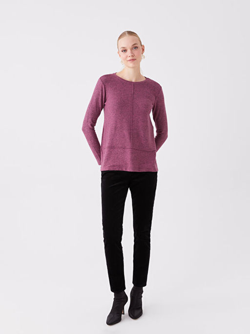 Bisiklet Yaka D?z Uzun Kollu Kad?n Bluz