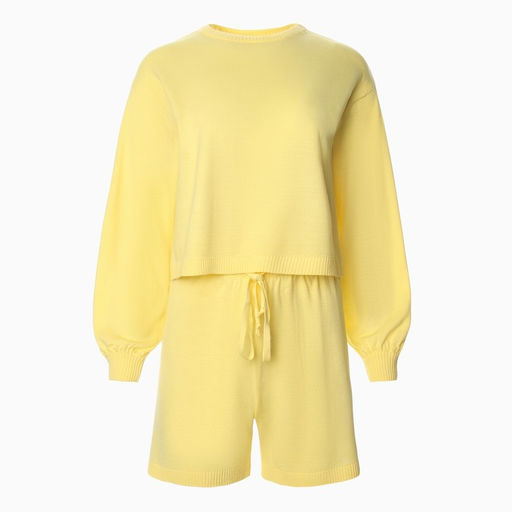 Костюм женский (джемпер, шорты) MINAKU: Casual Collection, цвет лимон, размер 50