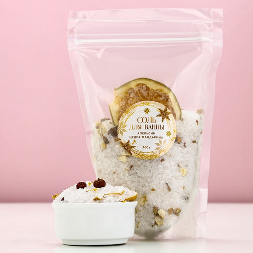 Соль для ванны с цедрой мандарина, 400 г, Чистое счастье