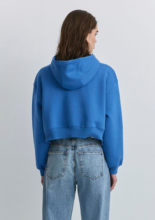 Mavi Patch Logo Kapusonlu Mavi Crop Sweatshirt  фото 4