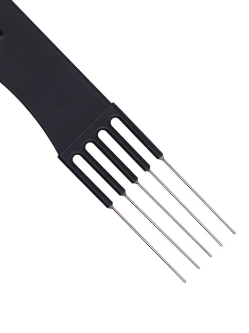 Kristaller Профессиональный гребень для волос с металлической вилкой 06969, карбон, черный, 19,5 см