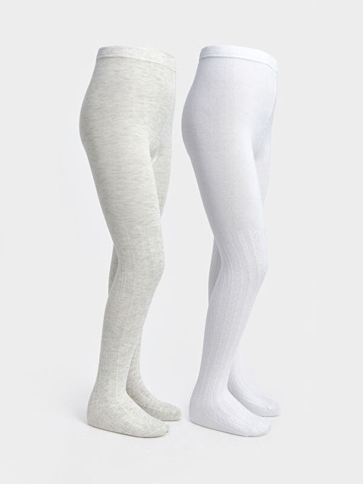 Kendinden Desenli K?z ?ocuk K?lotlu ?orap 2li