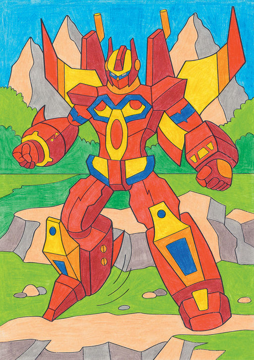 ФРЕЯ PNBK-012 Робот-тяжеловес Набор для раскрашивания по номерам карандашами 29.5 х 20.5 см 1 л  фото 3