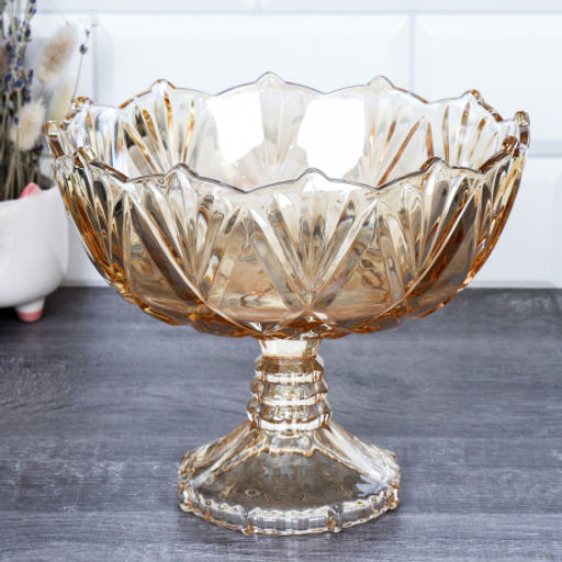 Ваза для сервировки 21x17 см на ножке / XH220 /уп 12/ шампань/дымчатая - Галеонтрейд фото 3