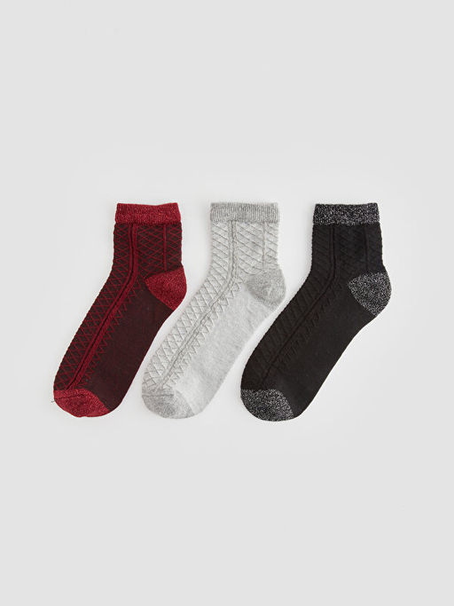 Kendinden Desenli Kad?n Soket ?orap 3l?