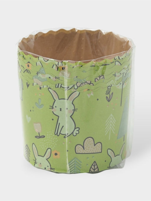 Цена за 2 шт. Формы для выпечки кулича бумажные Зайки в лесу, одноразовые, набор 10 шт., 7?6 см, зелёные