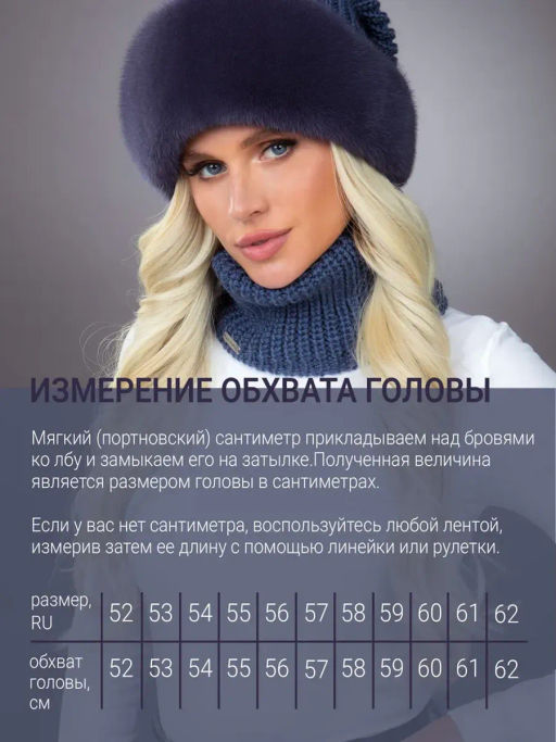 шапка Ника норка трикотаж байкал - Davidovfox фото 8