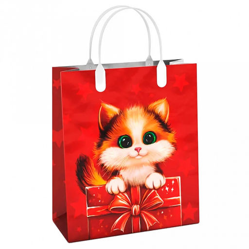 Пакет подарочный мягкий пластик с пластиковой ручкой 23х27см "Котенок", 150 мкм, ламинированный (Россия)